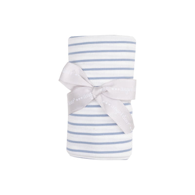 Swaddle Blanket - French Stripe Dusty Blue