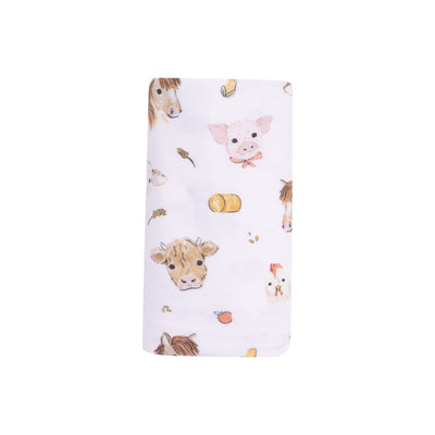 Swaddle Blanket - Vintage Animals Faces Pink