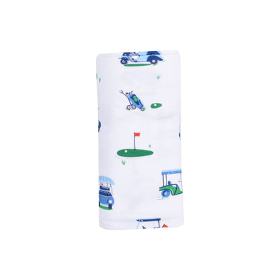 Swaddle Blanket - Vintage Golf Carts Blue-Angel Dear