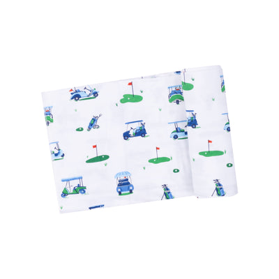 Swaddle Blanket - Vintage Golf Carts Blue-Angel Dear