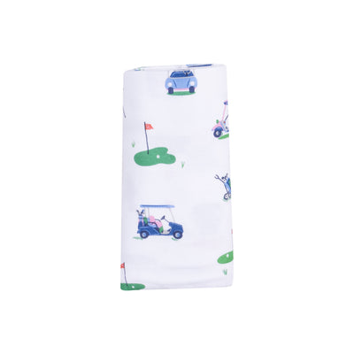 Swaddle Blanket - Vintage Golf Carts Pink-Angel Dear