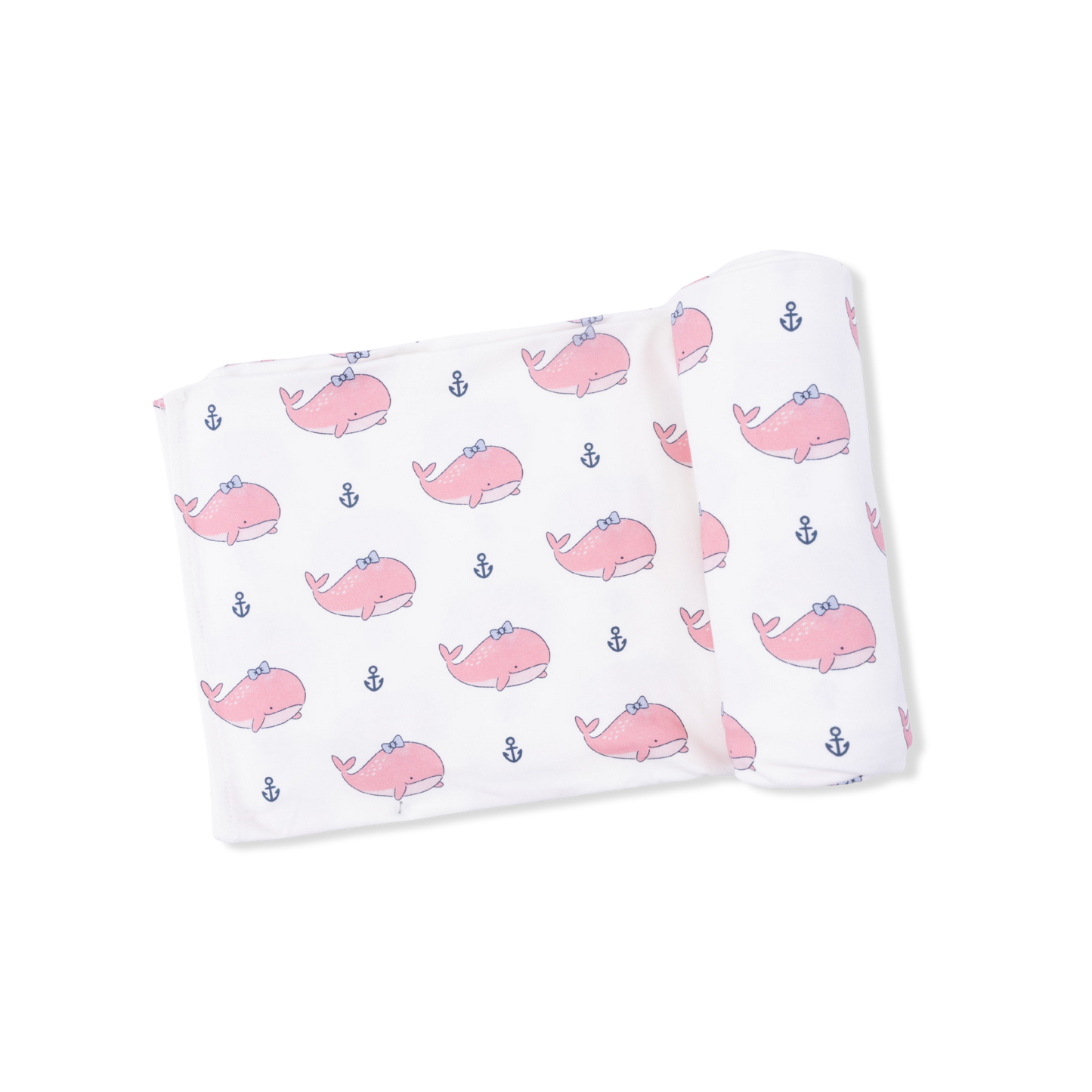 Bubbly Whale with Bow  Pink - Swaddle Blanket-Angel Dear