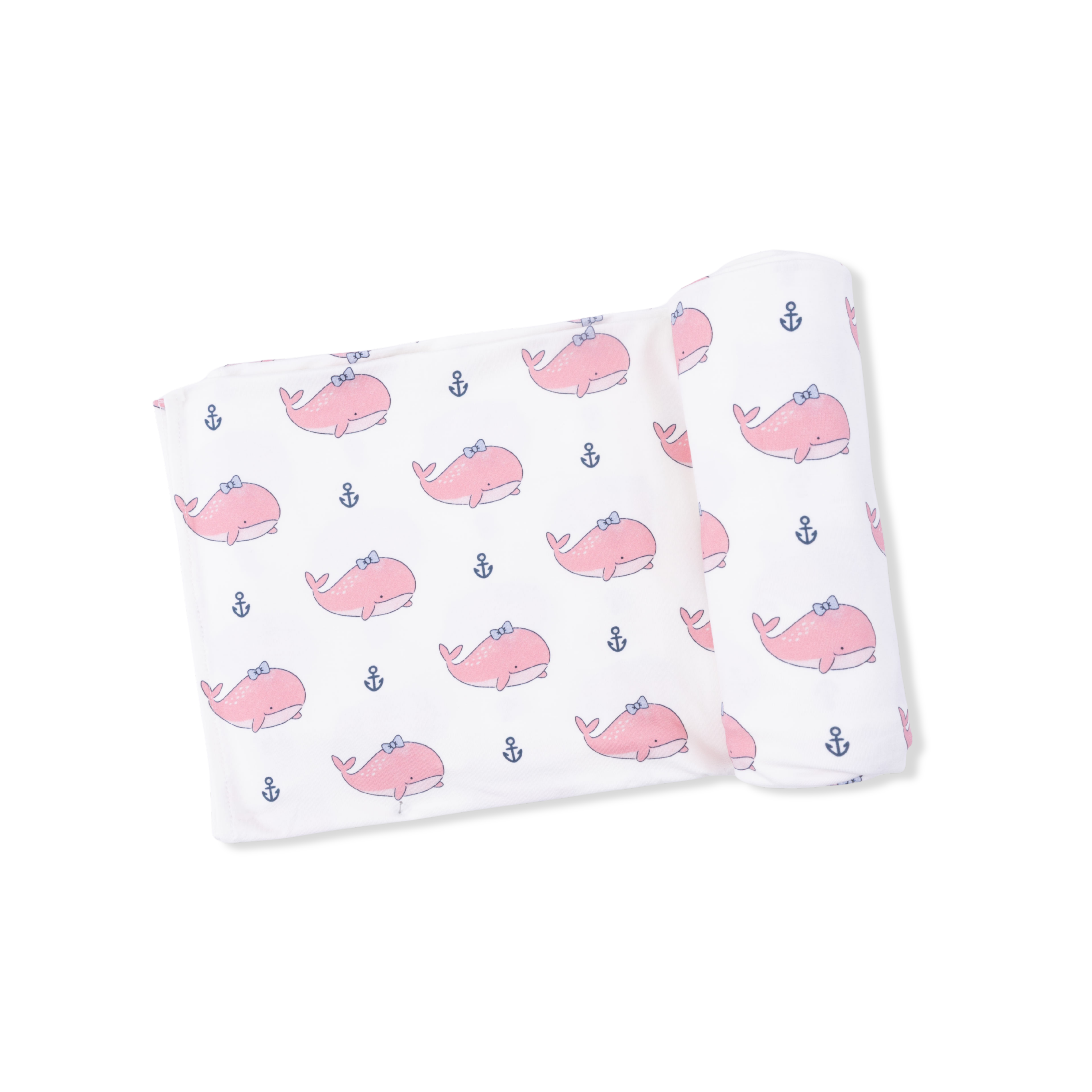 Bubbly Whale with Bow  Pink - Swaddle Blanket-Angel Dear