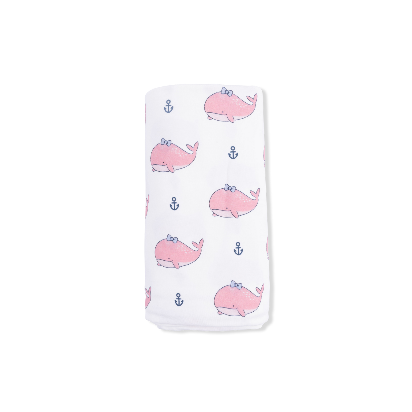 Bubbly Whale with Bow  Pink - Swaddle Blanket-Angel Dear