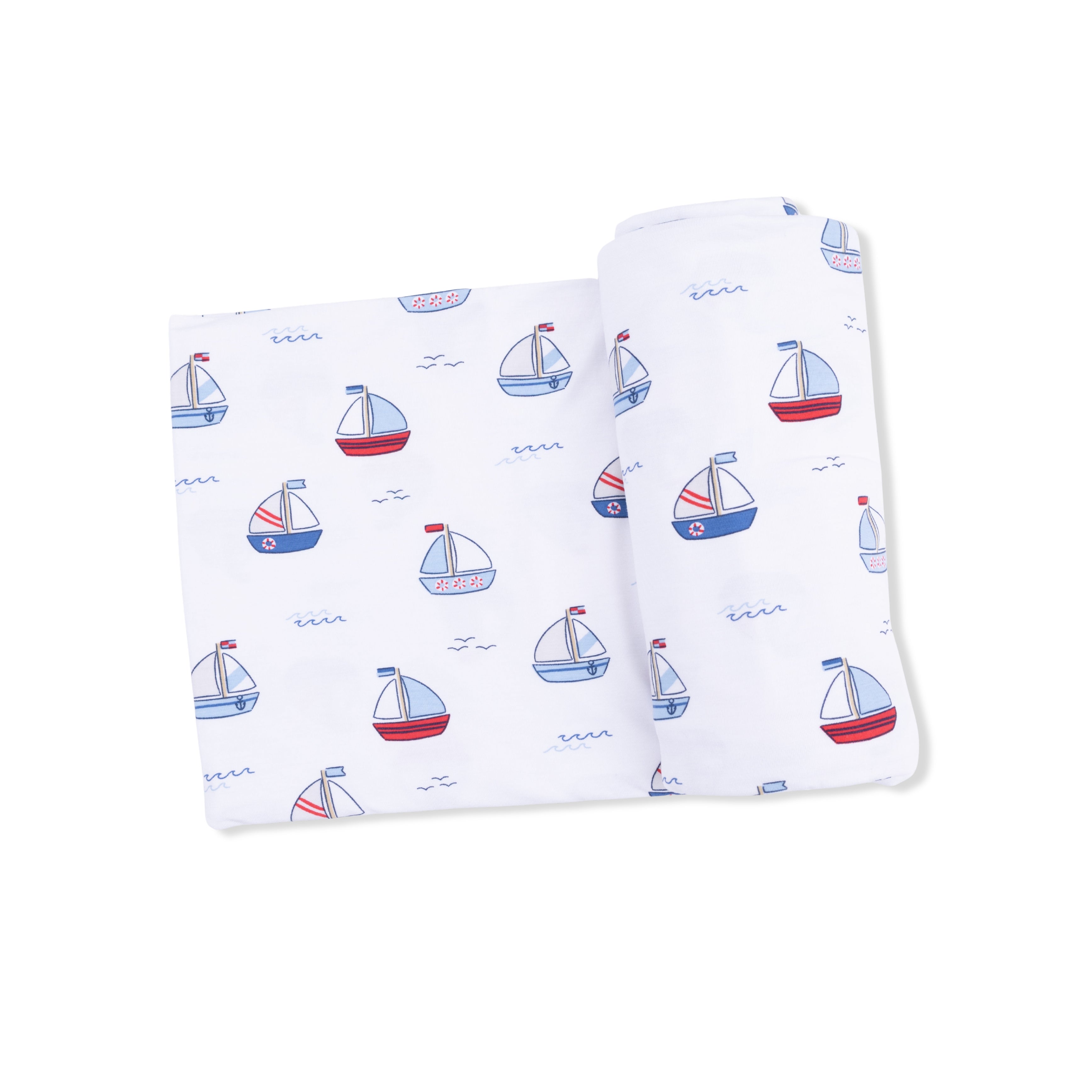 Bubbly Sailboats Blue - Swaddle Blanket-Angel Dear