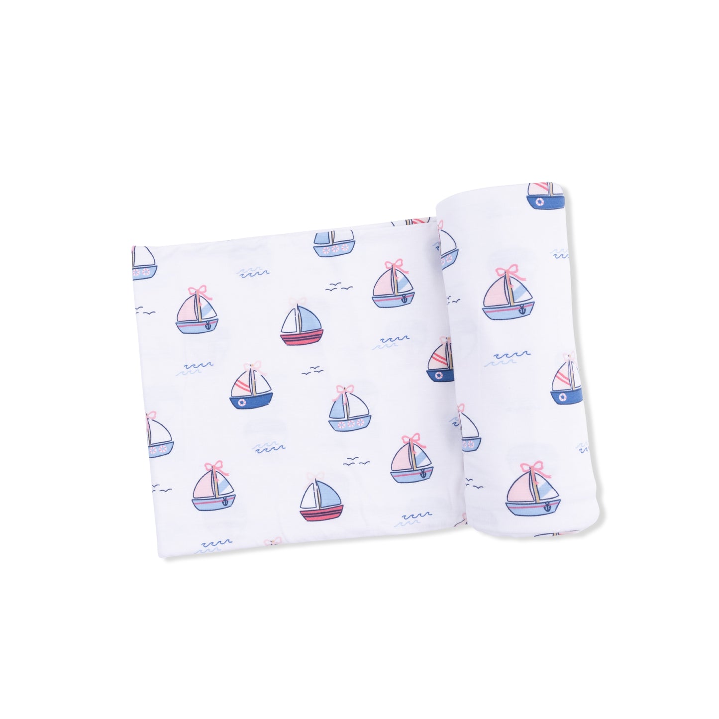 Bubbly Sailboats Pink - Swaddle Blanket-Angel Dear