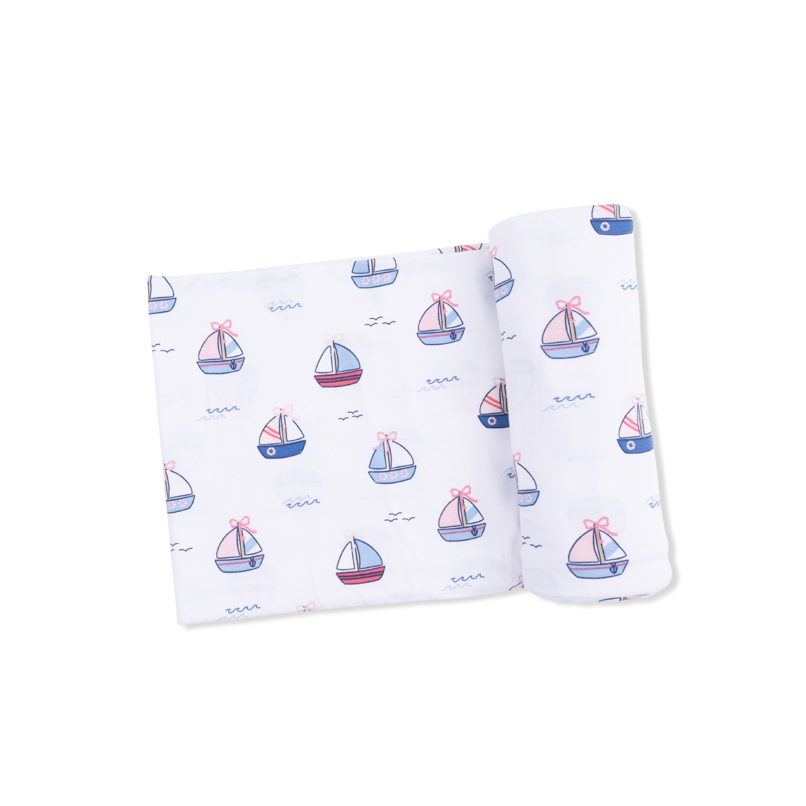 Bubbly Sailboats Pink - Swaddle Blanket-Angel Dear