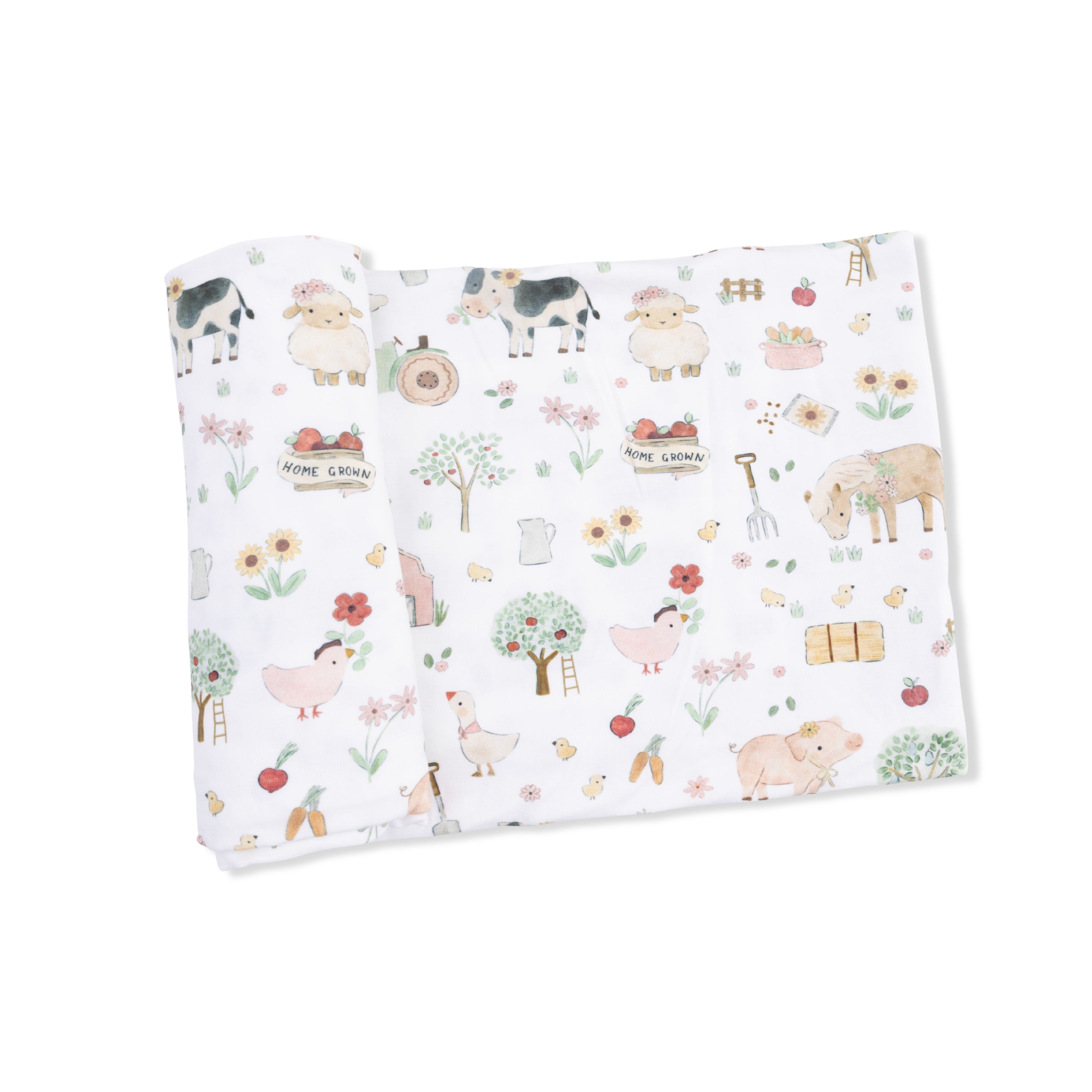 Cute Farm Animals Pink - Swaddle Blanket-Angel Dear