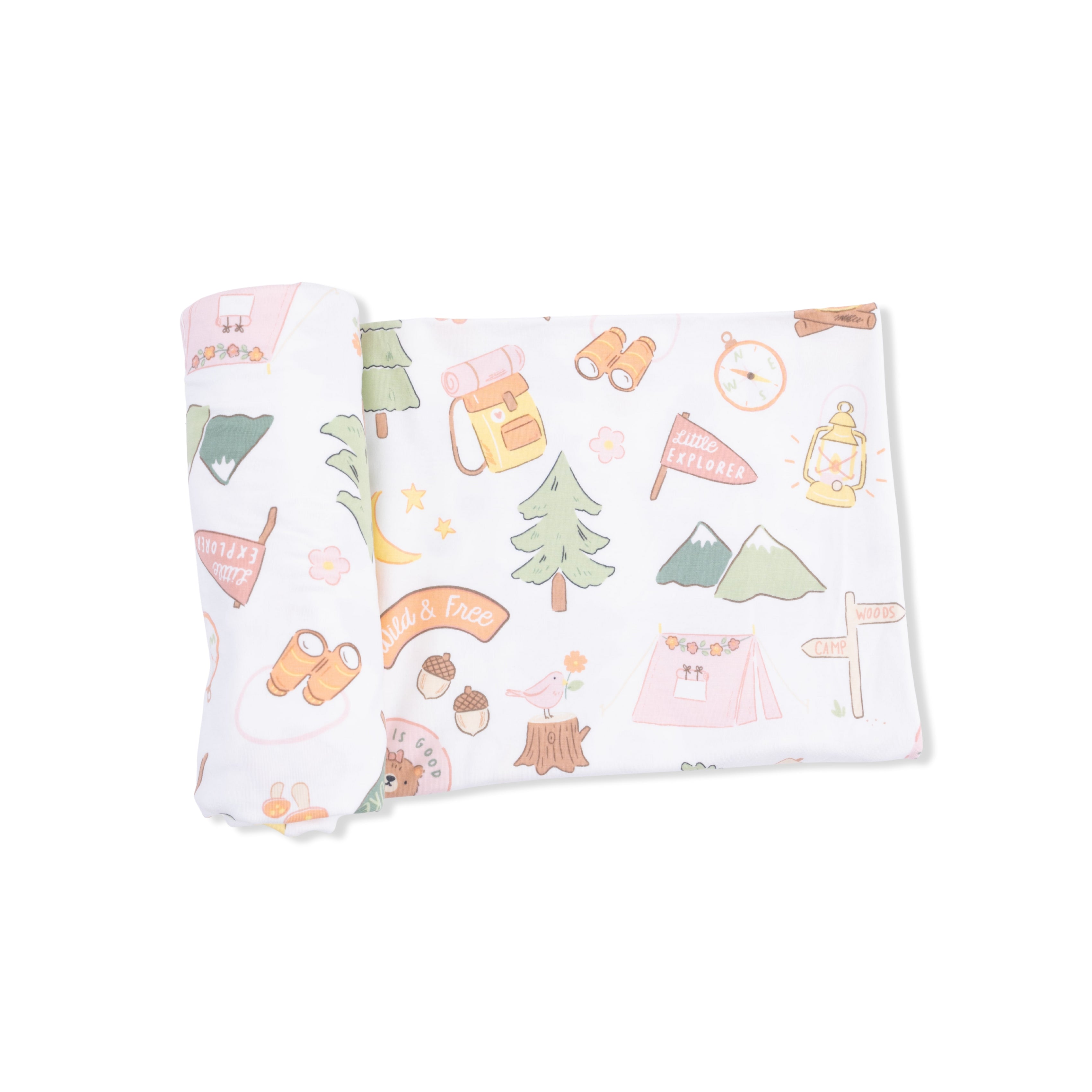 Camping Pink - Swaddle Blanket-Angel Dear