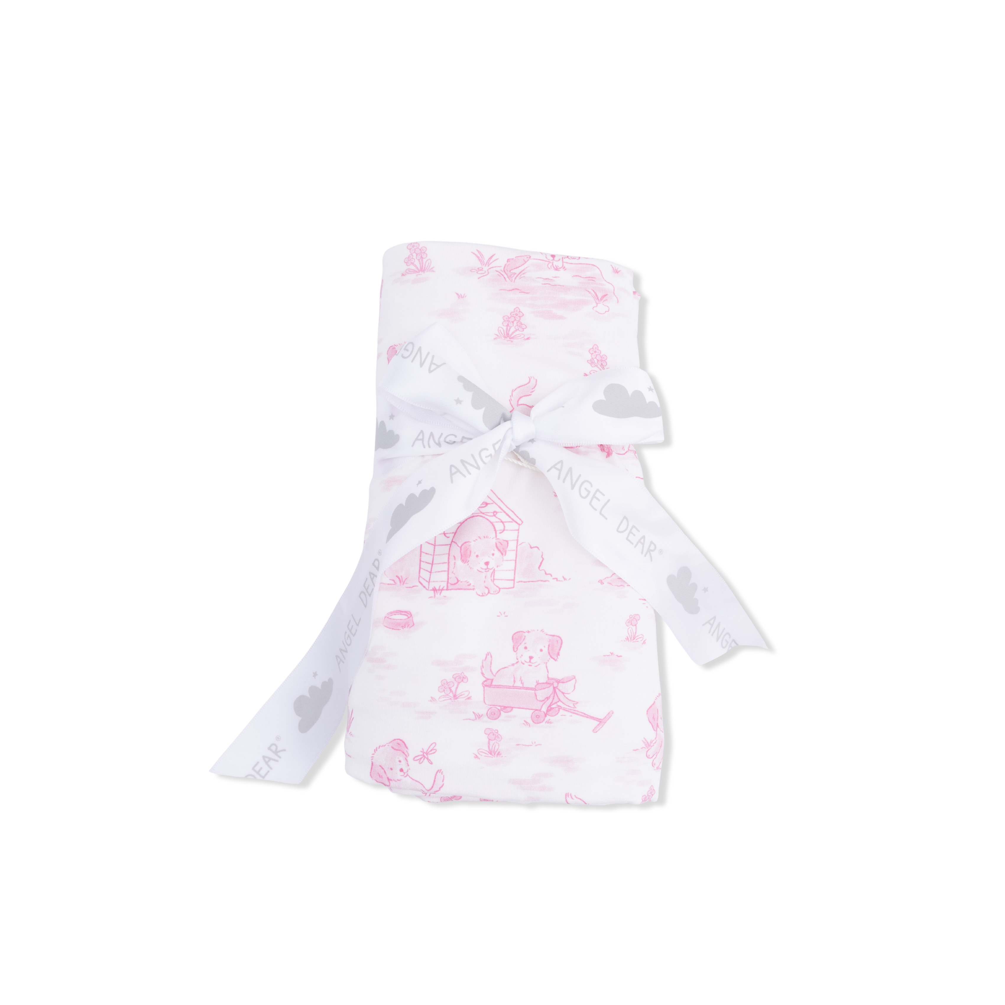 Puppy Toile Pink - Swaddle Blanket-Angel Dear