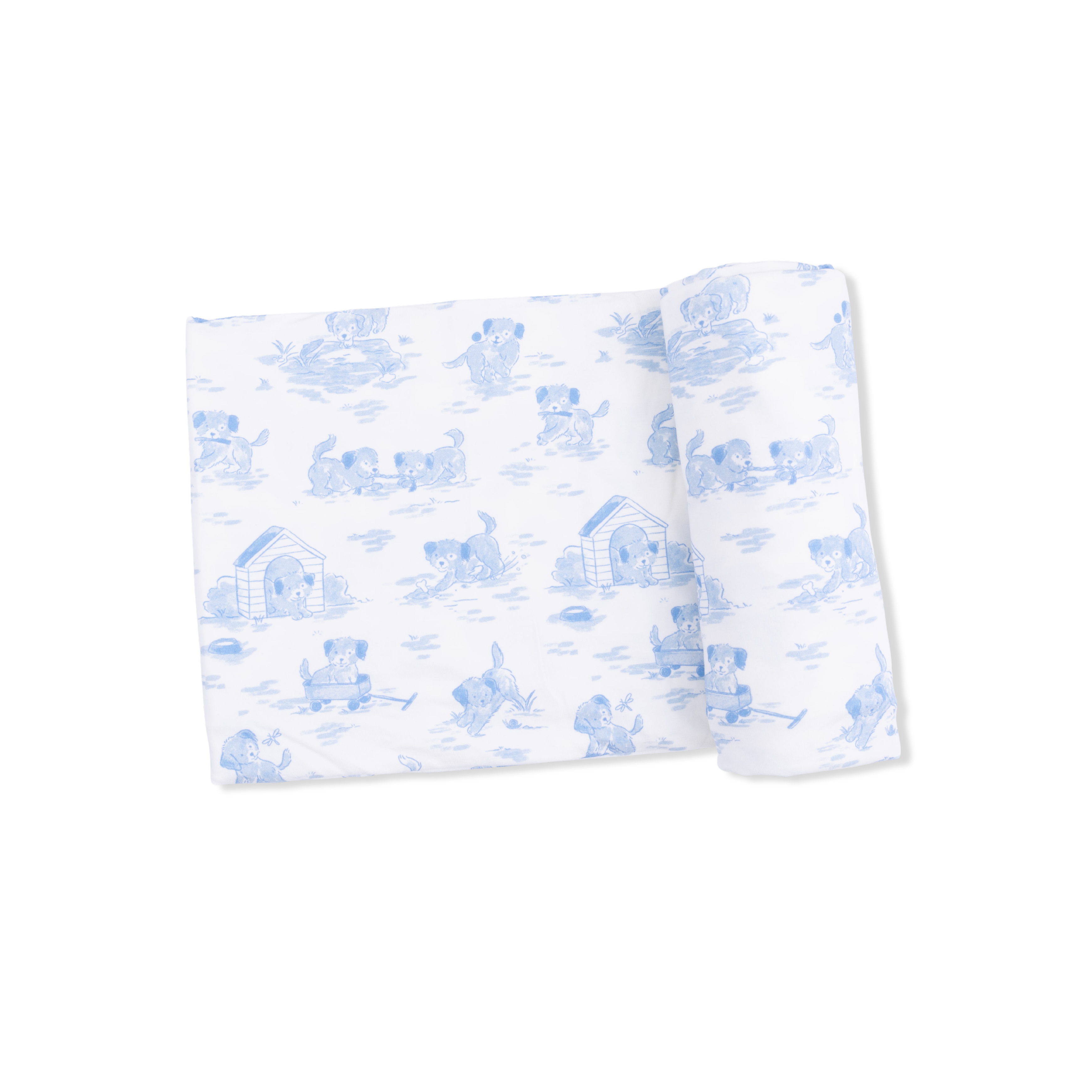 Puppy Toile Blue - Swaddle Blanket-Angel Dear