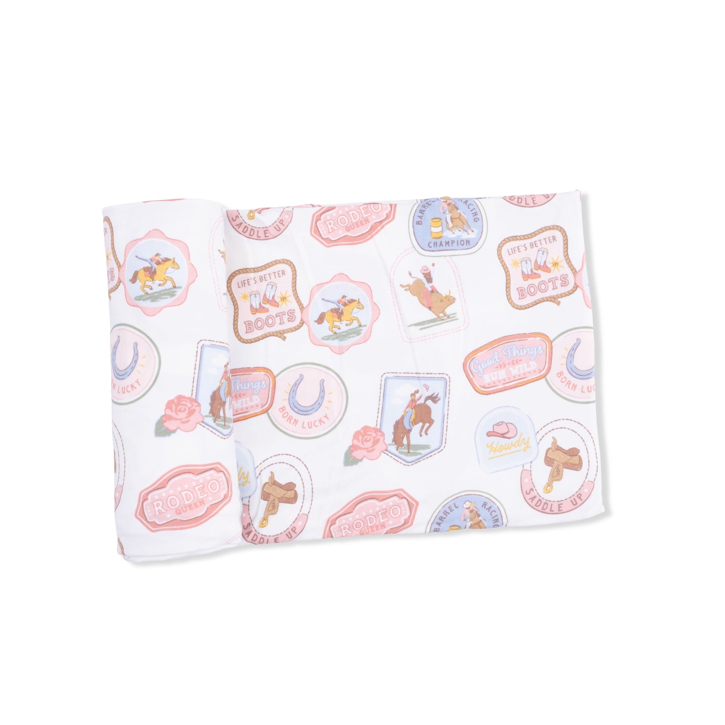 Rodeo Patches Pink - Swaddle Blanket-Angel Dear
