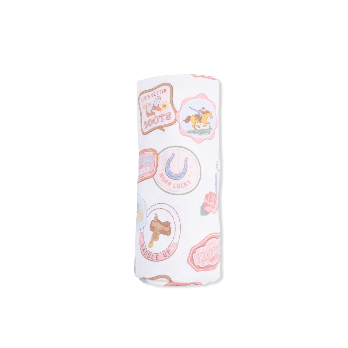 Rodeo Patches Pink - Swaddle Blanket-Angel Dear