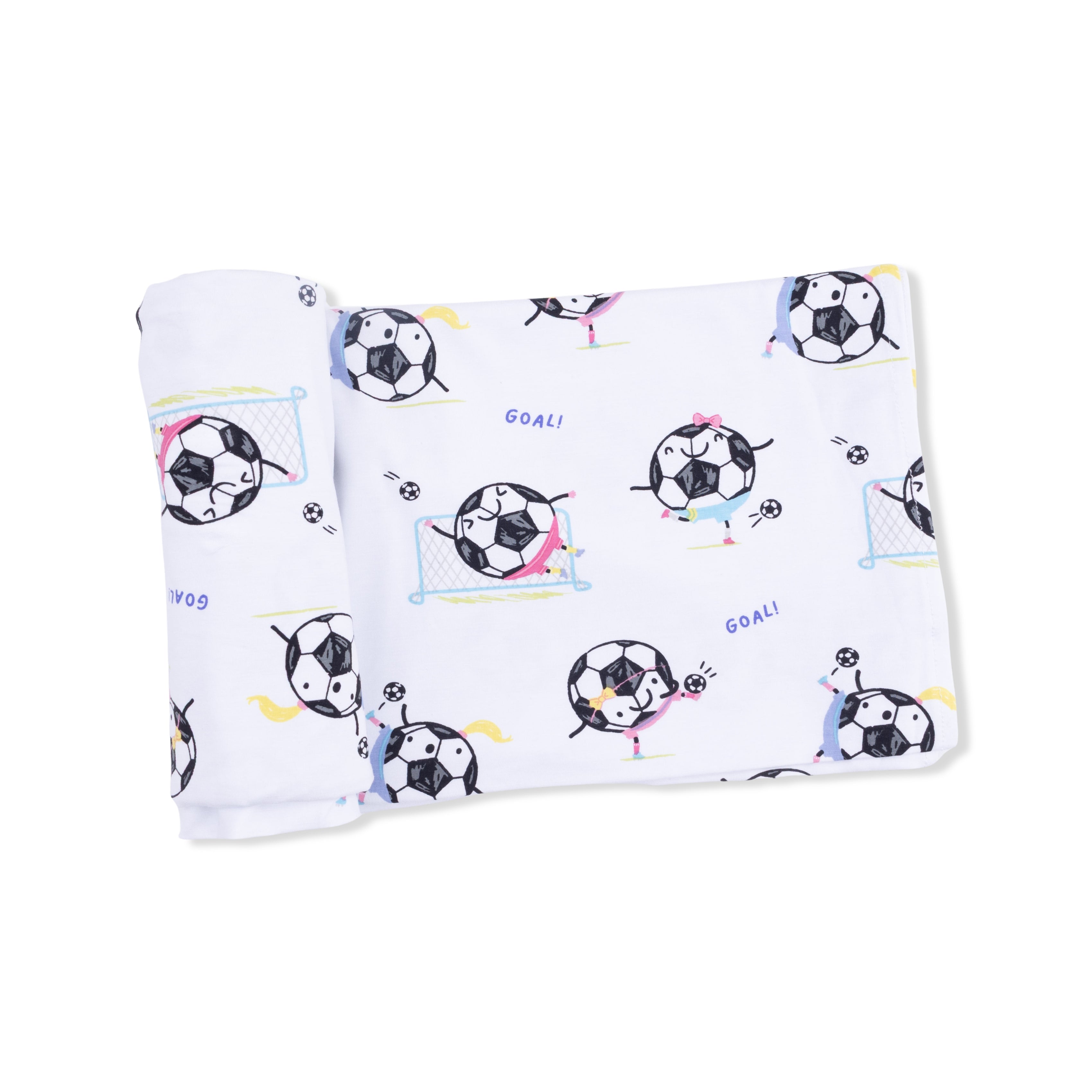 Soccer Balls Playing Soccer Pink - Swaddle Blanket-Angel Dear
