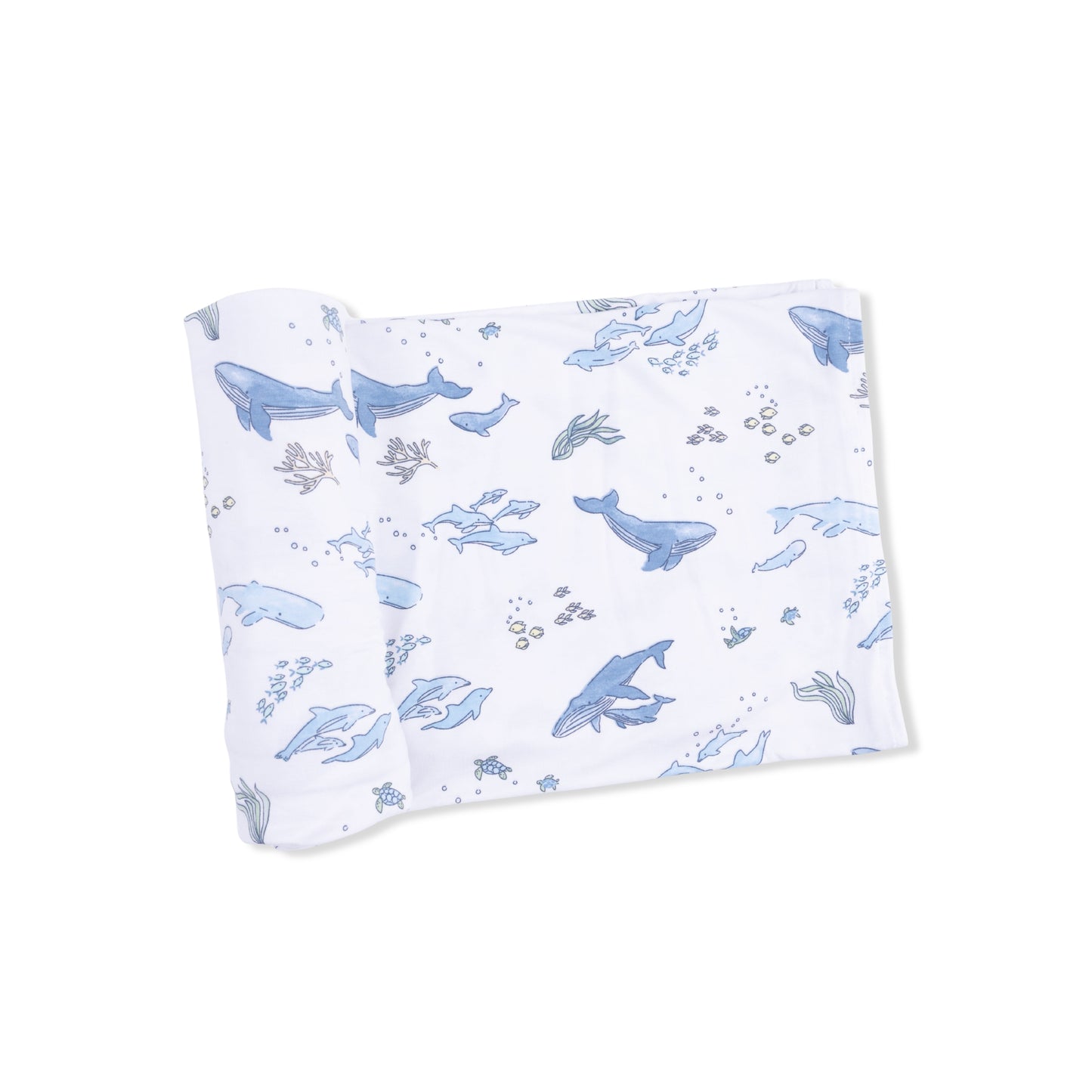 Watercolor Blue Whales - Swaddle Blanket-Angel Dear