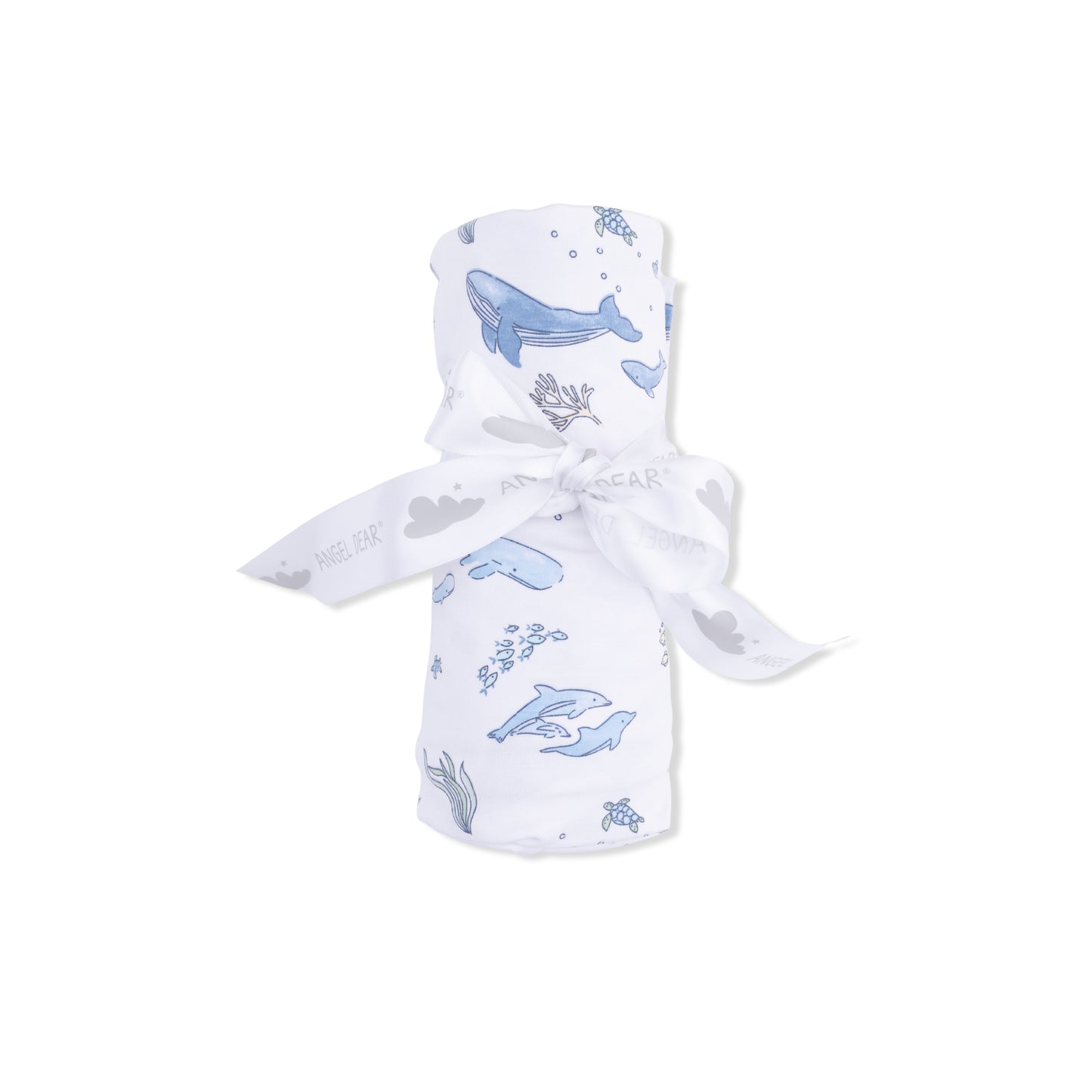 Watercolor Blue Whales - Swaddle Blanket-Angel Dear