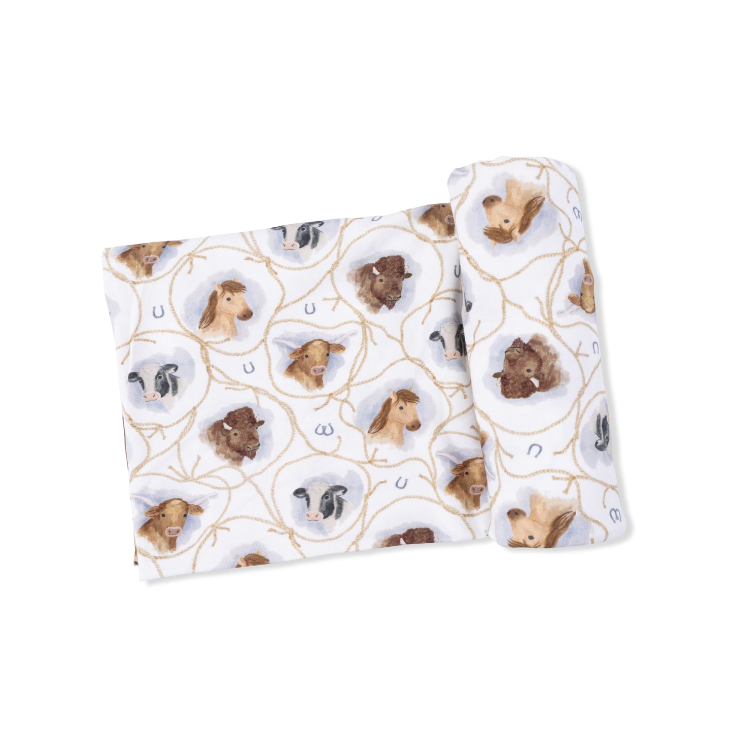 Farm Animals Rope Cameos Uni - Swaddle Blanket-Angel Dear
