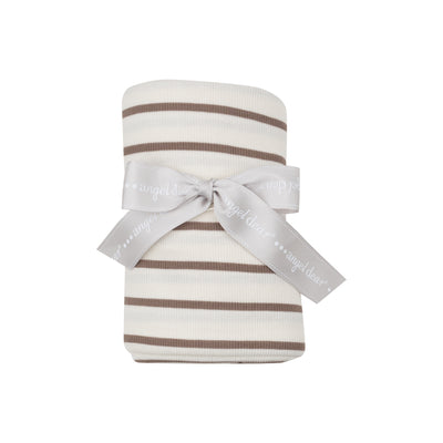 Swaddle Blanket - Brown Rib Stripe-Angel Dear