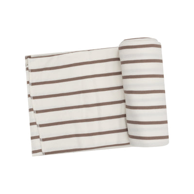 Swaddle Blanket - Brown Rib Stripe-Angel Dear