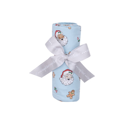 Swaddle Blanket - Vintage Santas Blue-Angel Dear