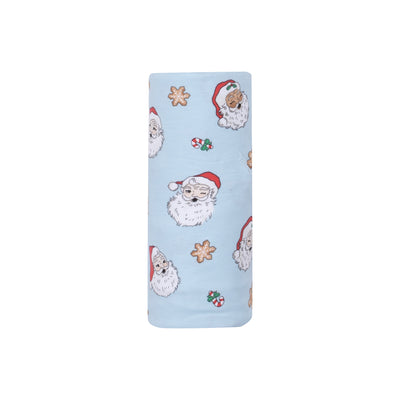 Swaddle Blanket - Vintage Santas Blue-Angel Dear