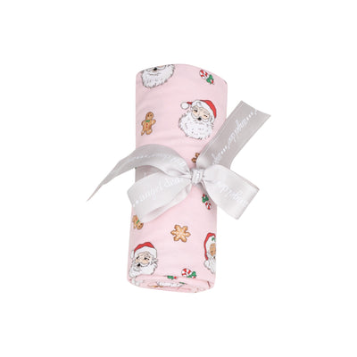 Swaddle Blanket - Vintage Santas Pink-Angel Dear