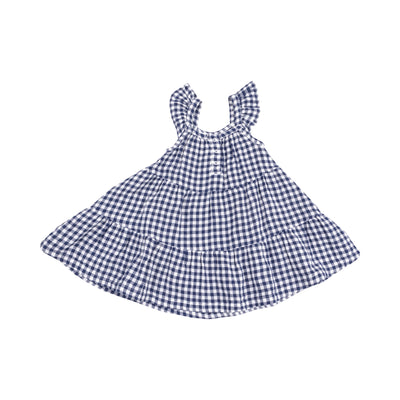 Twirly Sundress & Diaper Cover - Navy Gingham