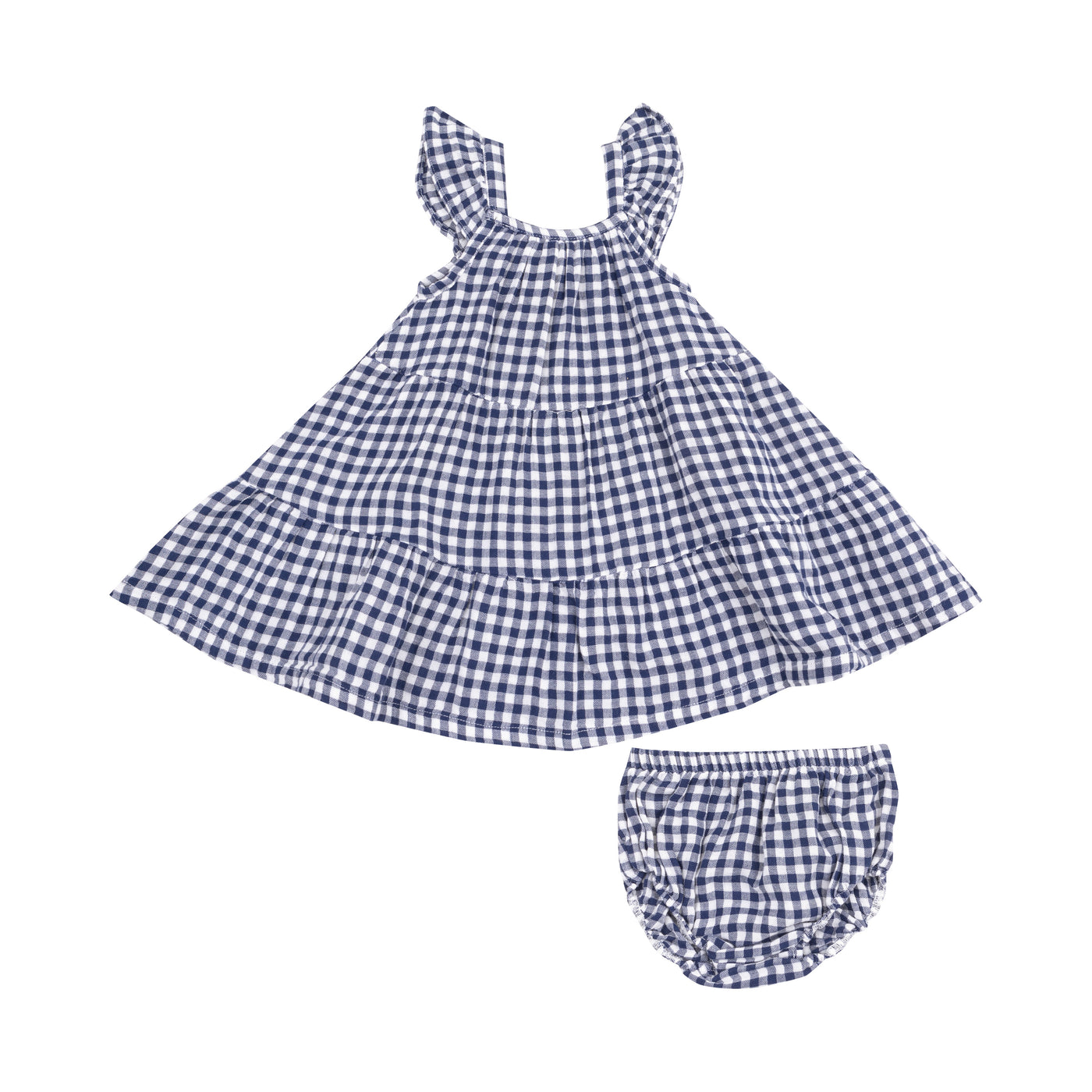 Twirly Sundress & Diaper Cover - Navy Gingham