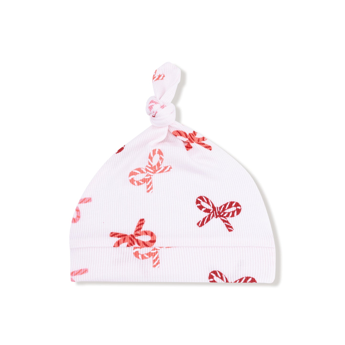 Knotted Hat in our  Candy Cane Bows print from Angel Dear