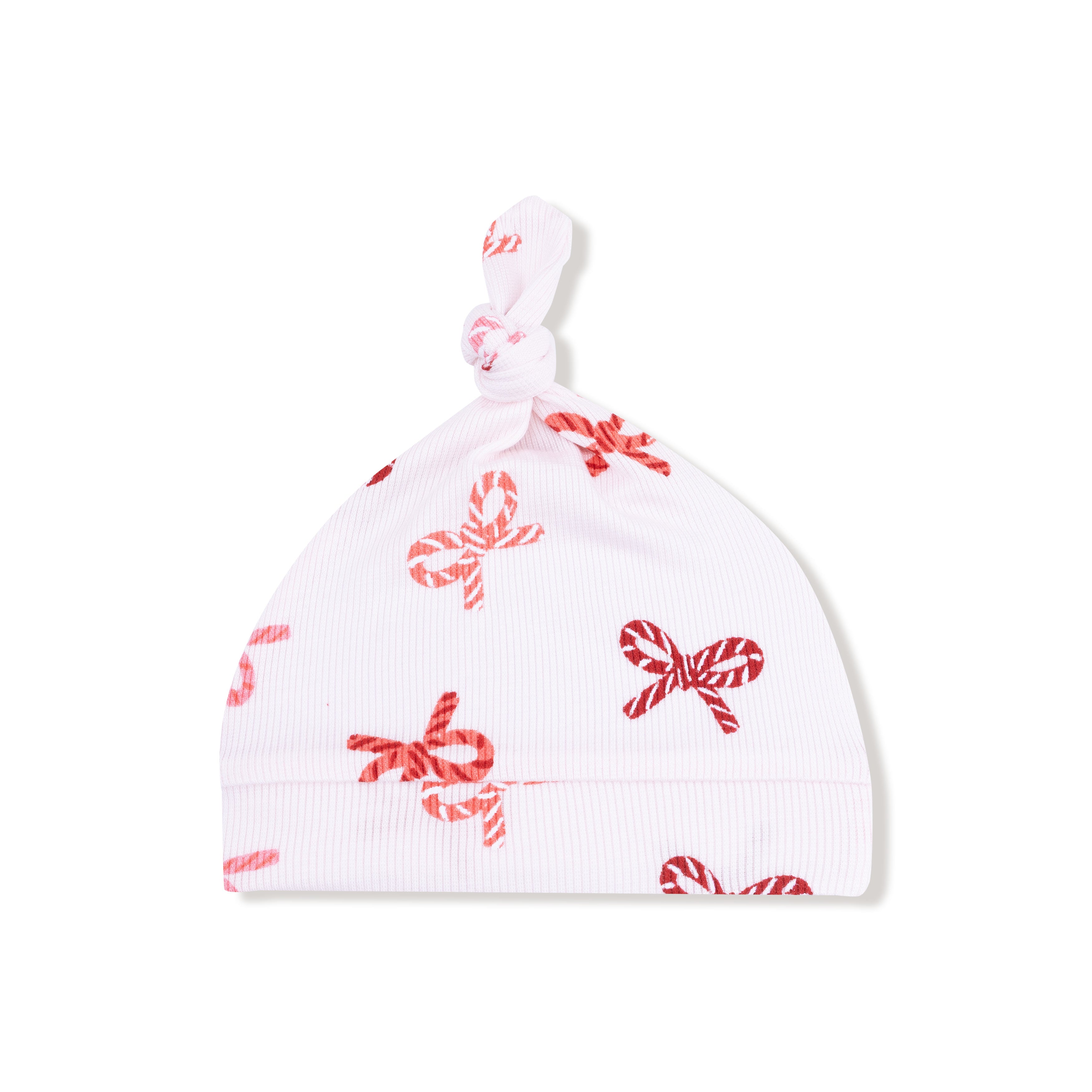 Knotted Hat in our  Candy Cane Bows print from Angel Dear