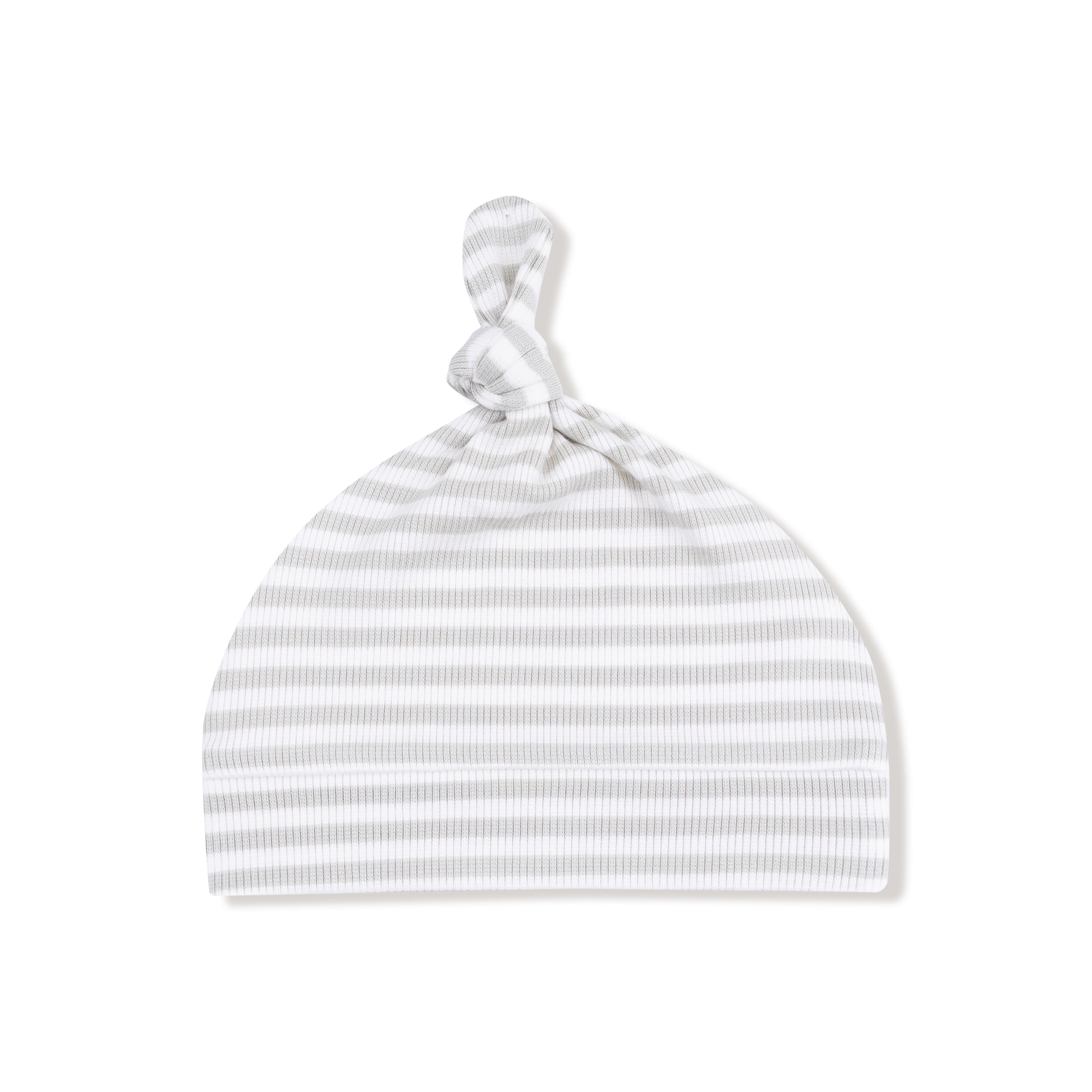 Knotted Hat in our Stripe - Mineral- Grey/White print from Angel Dear