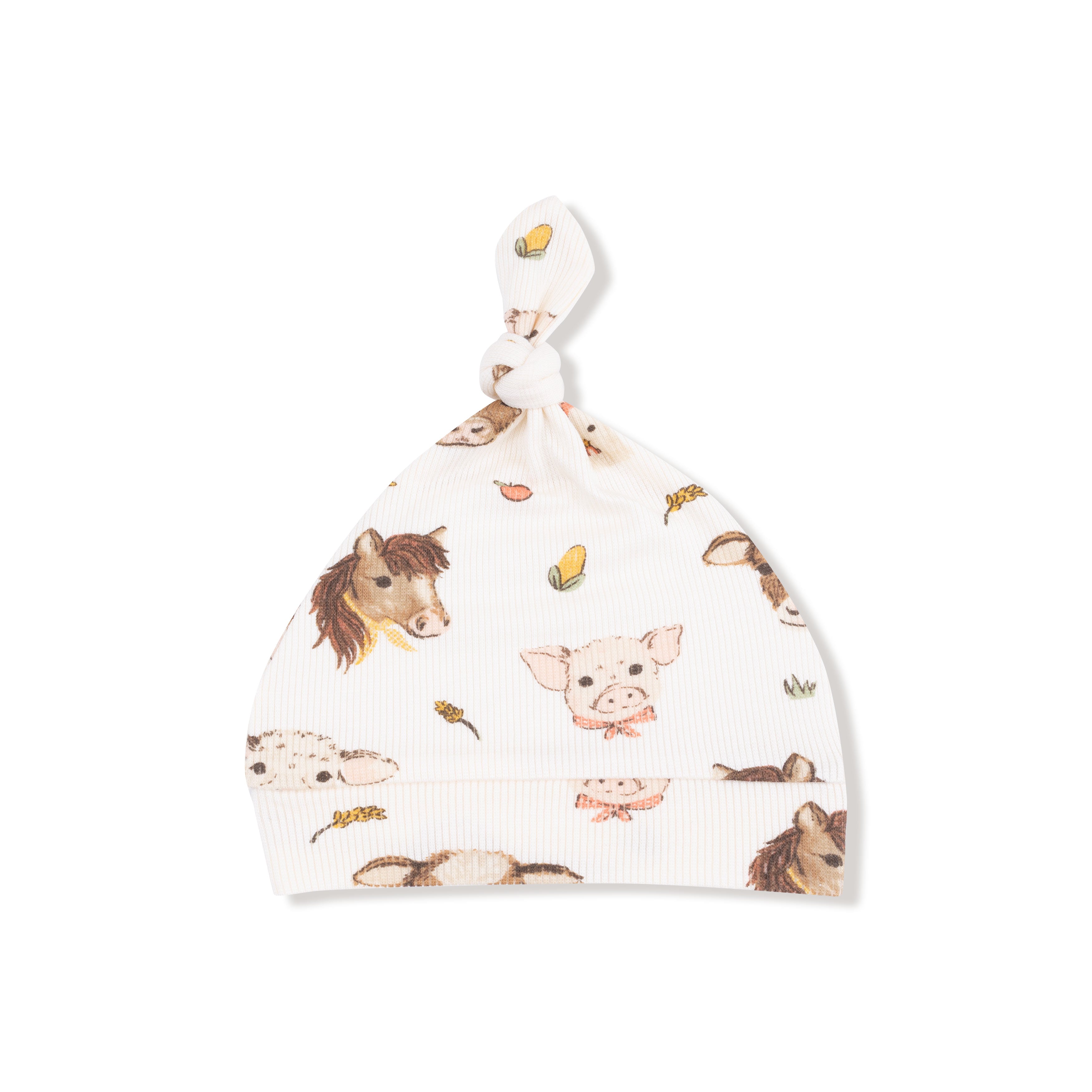 Knotted Hat in our  Vintage Baby Farm Animals print from Angel Dear