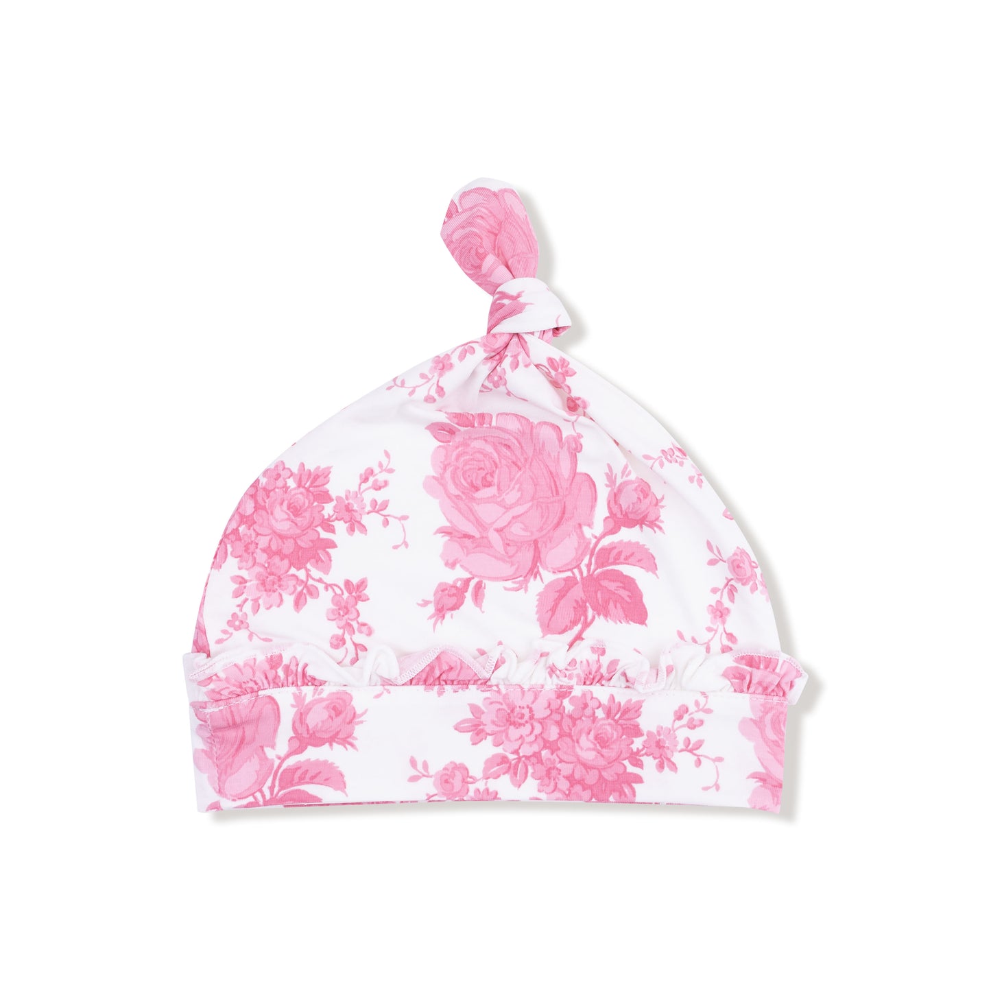 Ruffle Knotted Hat in our  Vintage Pink Roses print from Angel Dear