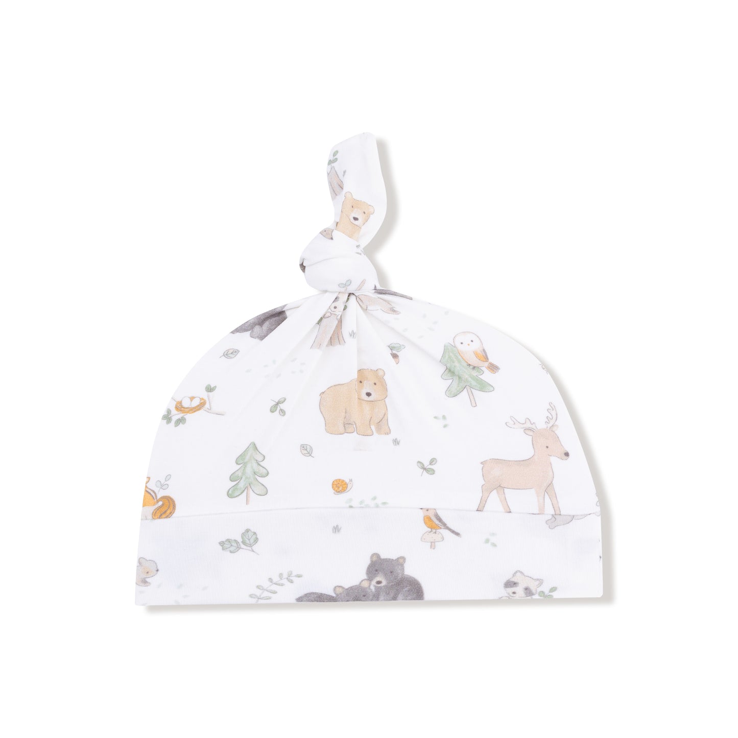 Knotted Hat in our  Woodland Babies print from Angel Dear