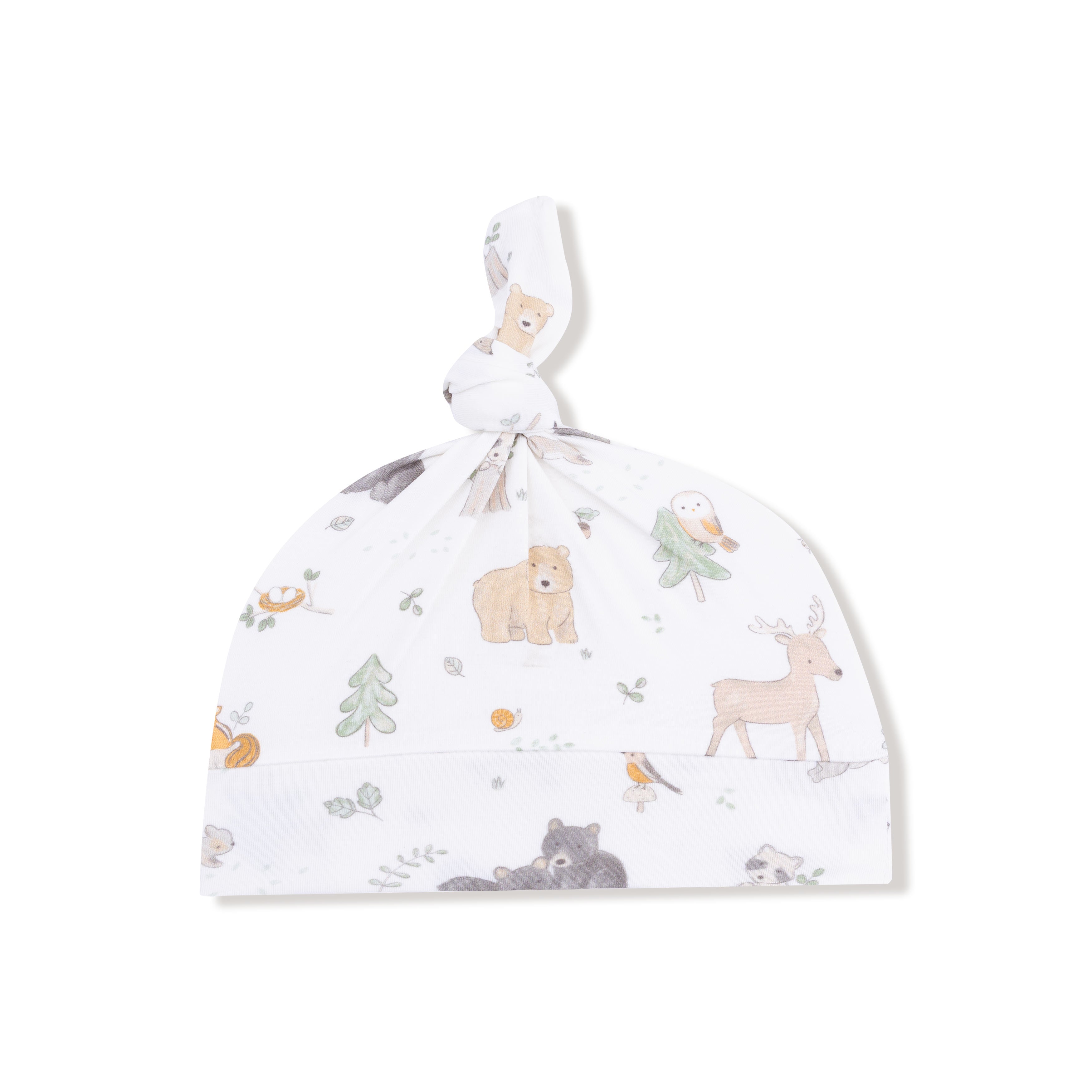 Knotted Hat in our  Woodland Babies print from Angel Dear