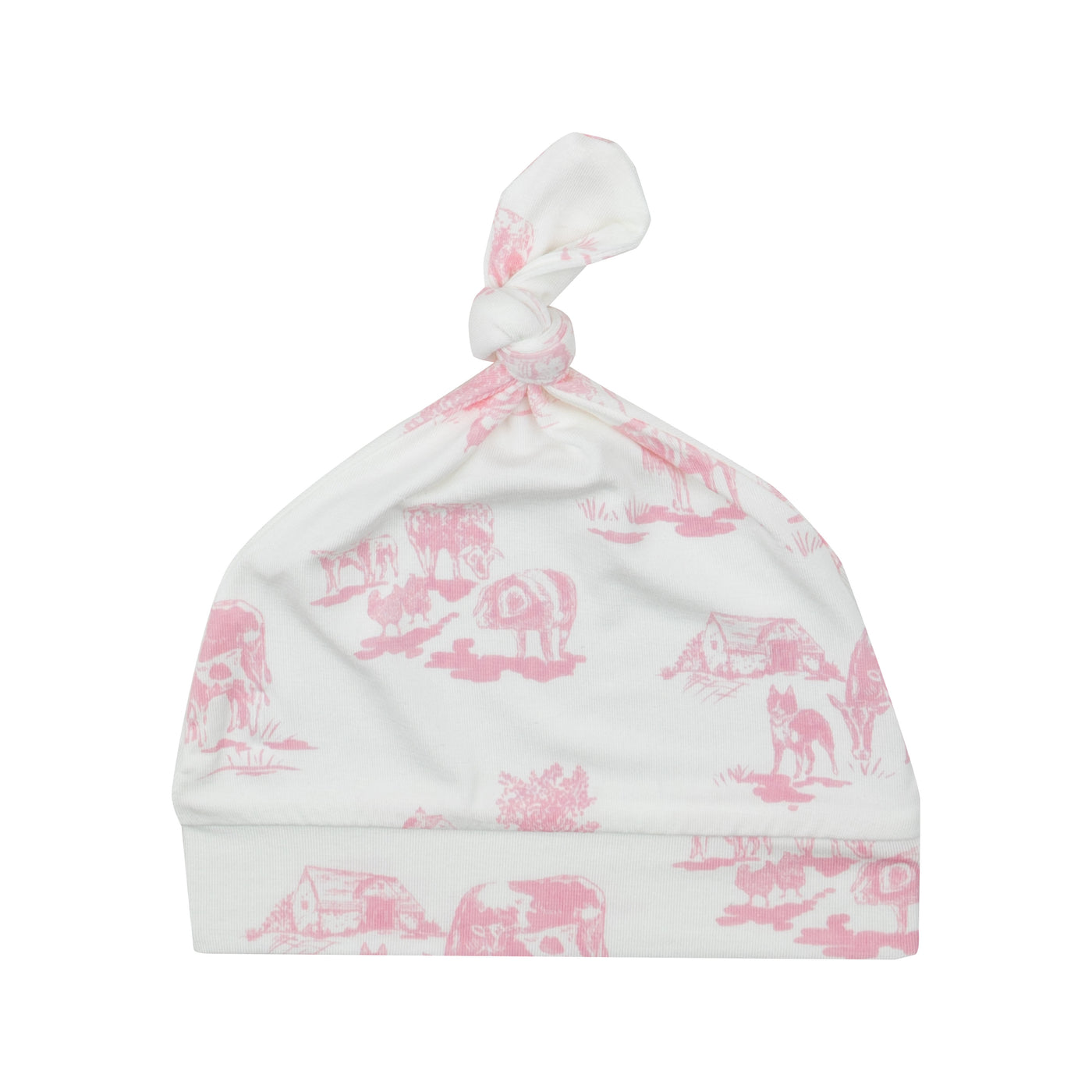 Knotted Hat - Farm Toile Pink-Angel Dear