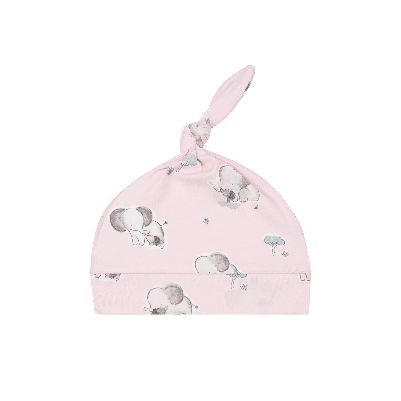 Knotted Hat - Gray Elephants - Pink-Angel Dear