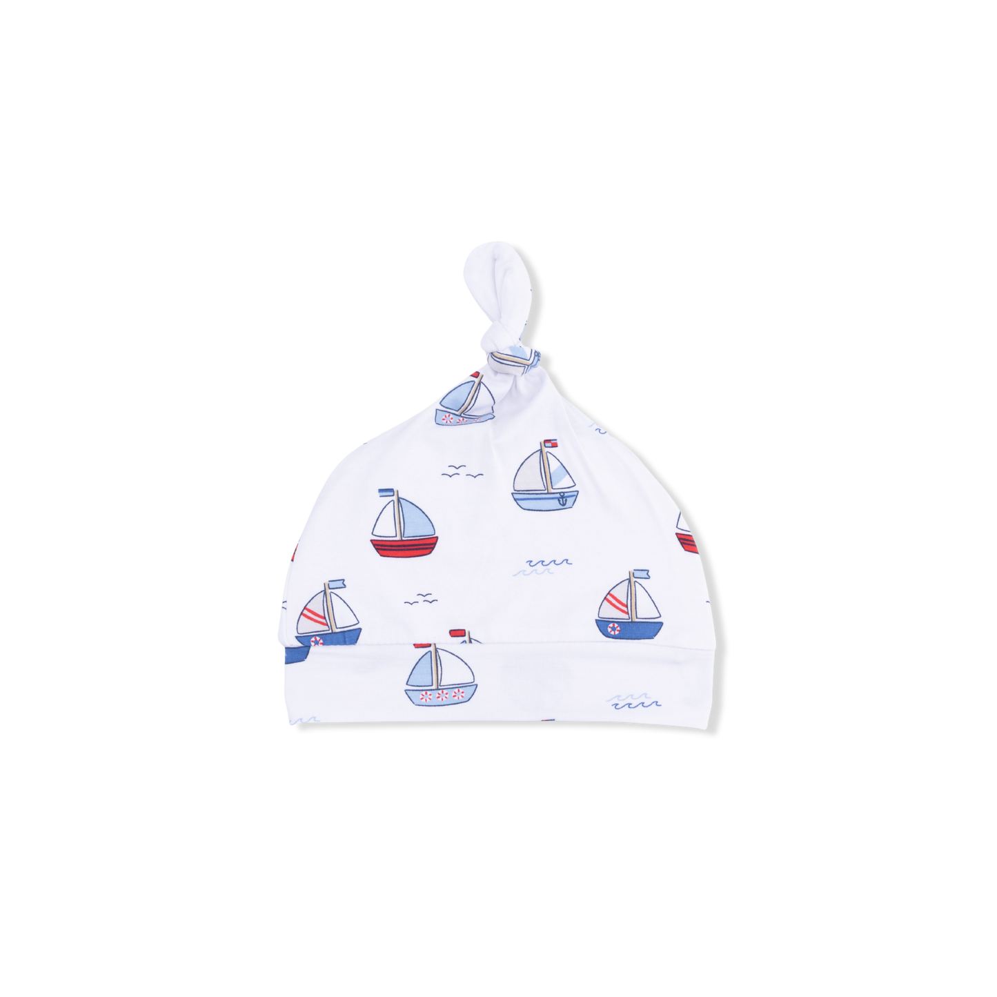 Bubbly Sailboats Blue - Knotted Hat-Angel Dear