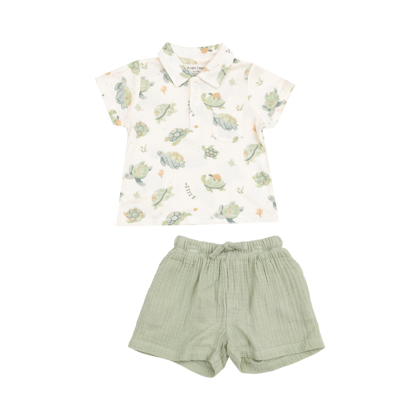 Polo Shirt and Muslin Short - Sea Turtles