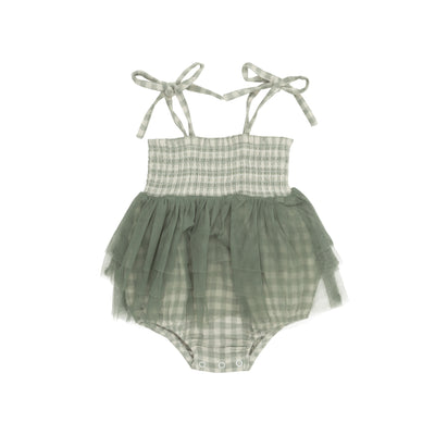 Tutu Bubble - Mini Green Gingham-Angel Dear