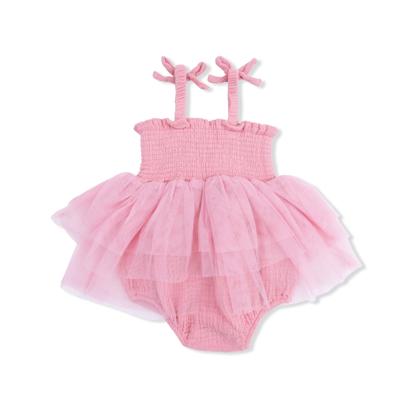 Solid Muslin Poignant Pink - Tutu Bubble & 2 Pack Bow Clips Set-Angel Dear