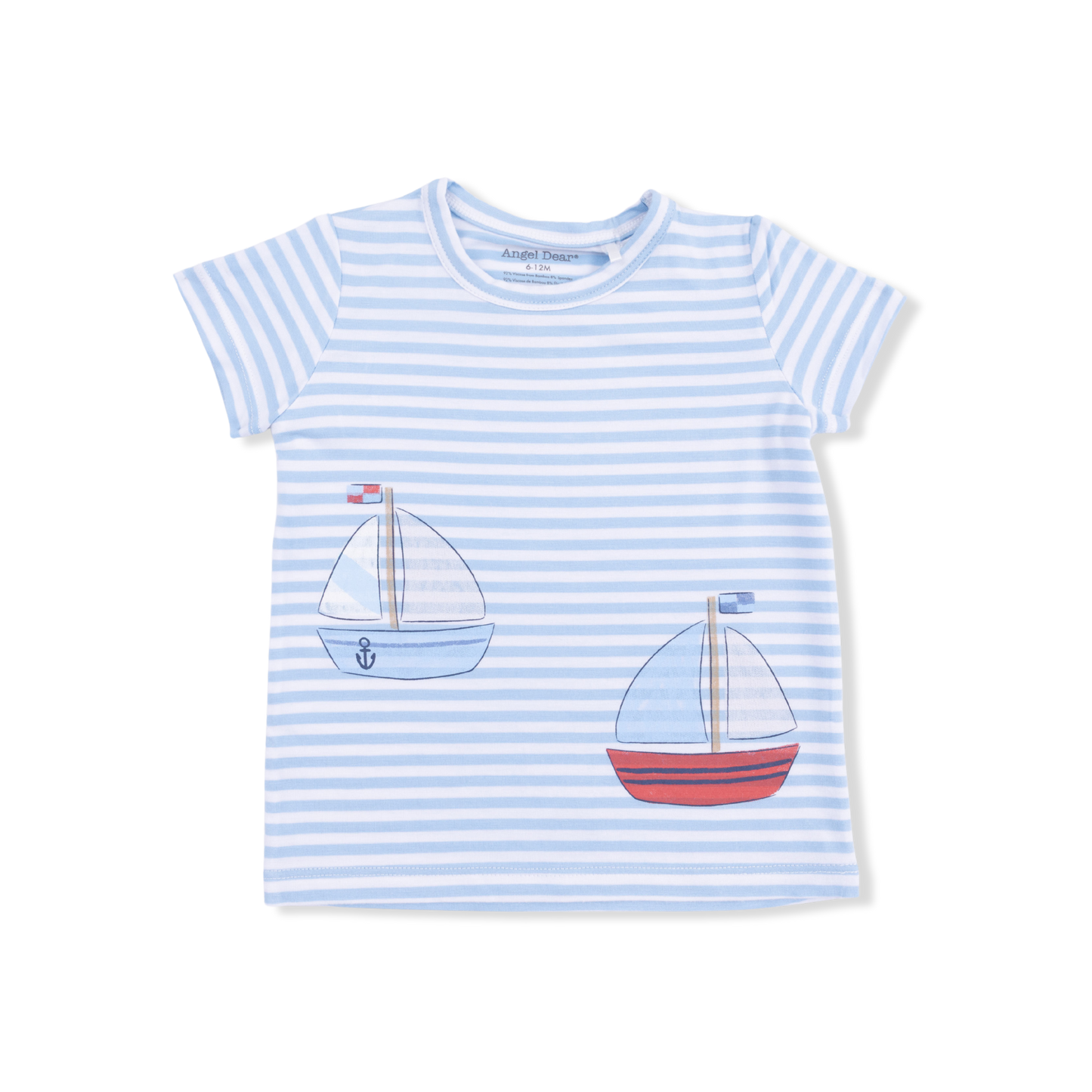 Bubbly Sailboat Stripe - Crew Neck Tee with Cargo Short-Angel Dear