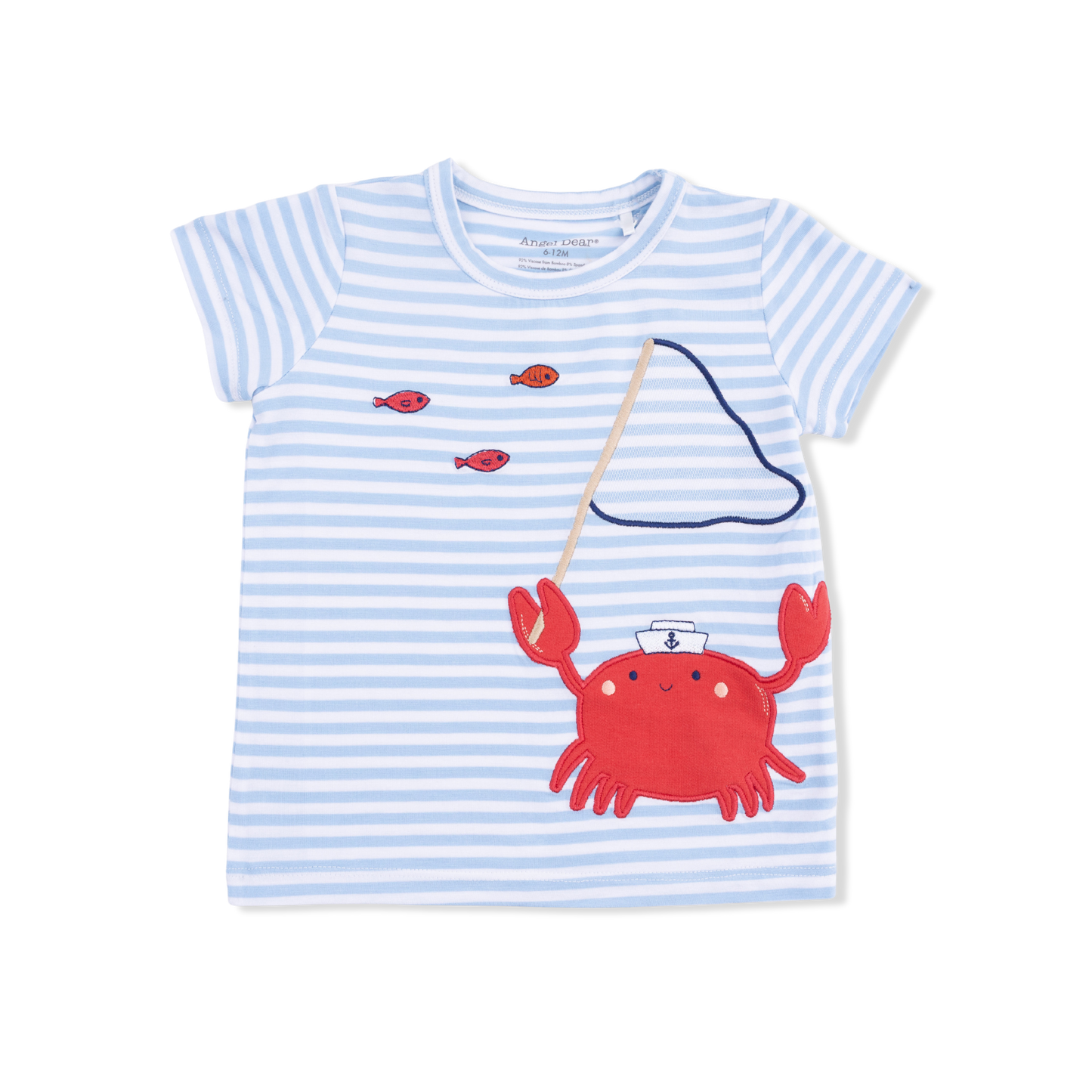 Sailor Sea Creatures Appliques - Crew Neck Tee with Cargo Short & Oceana Bucket Hat-Angel Dear