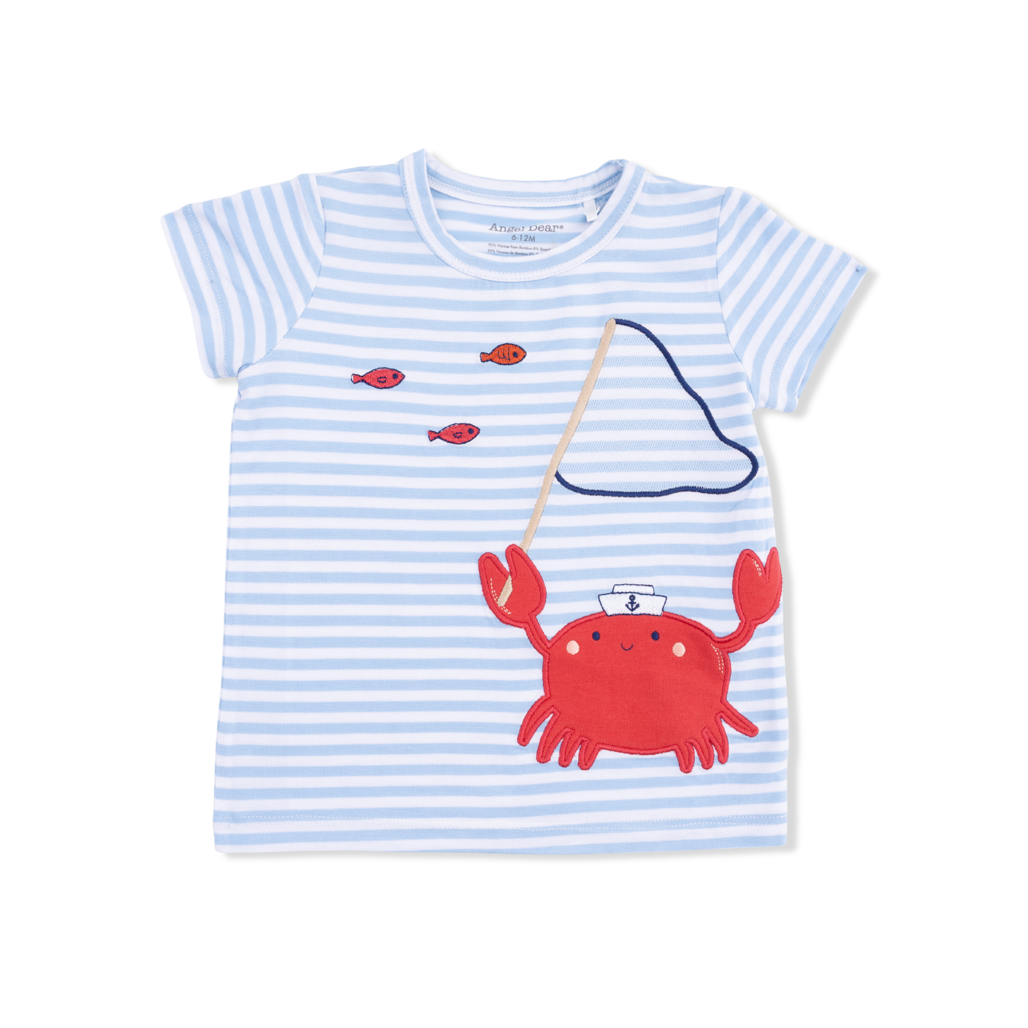 Sailor Sea Creatures Appliques - Crew Neck Tee with Cargo Short & Oceana Bucket Hat-Angel Dear
