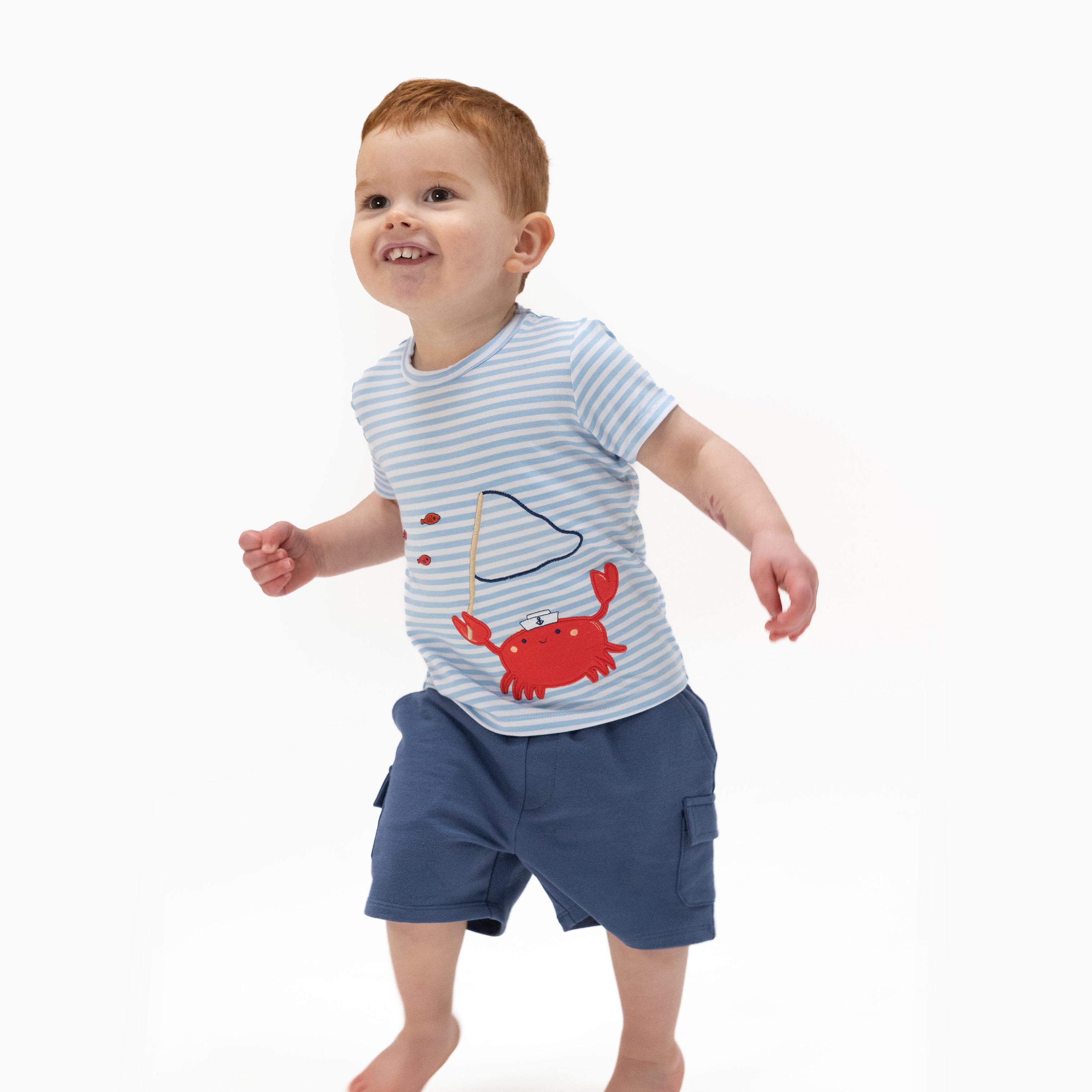 Sailor Sea Creatures Appliques - Crew Neck Tee with Cargo Short – Angel ...