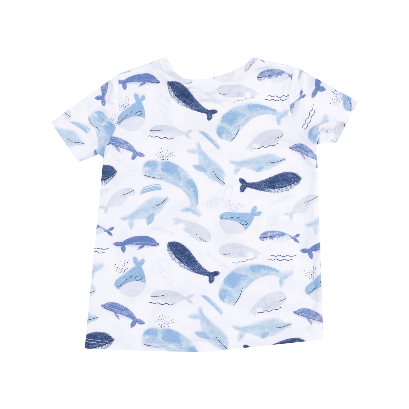 Crew Neck Tee with  Pocket + Muslin Short - Blue Whales