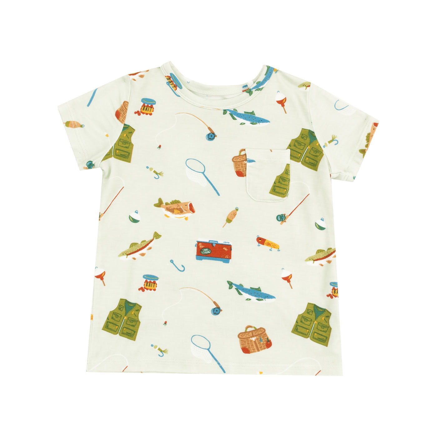 Crew Neck Tee & Short Set - Fishing Things Green