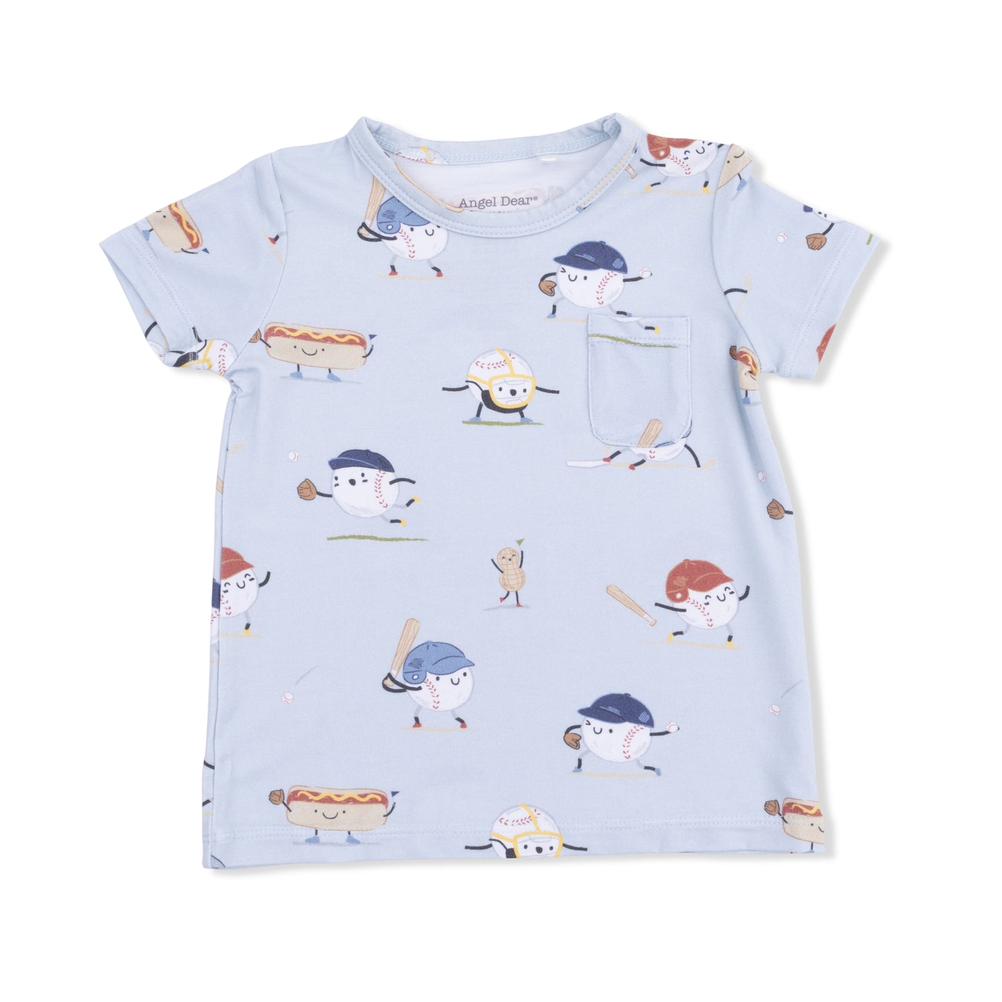 Baseballs Playing Baseball - Crew Neck Tee with Casual Short-Angel Dear