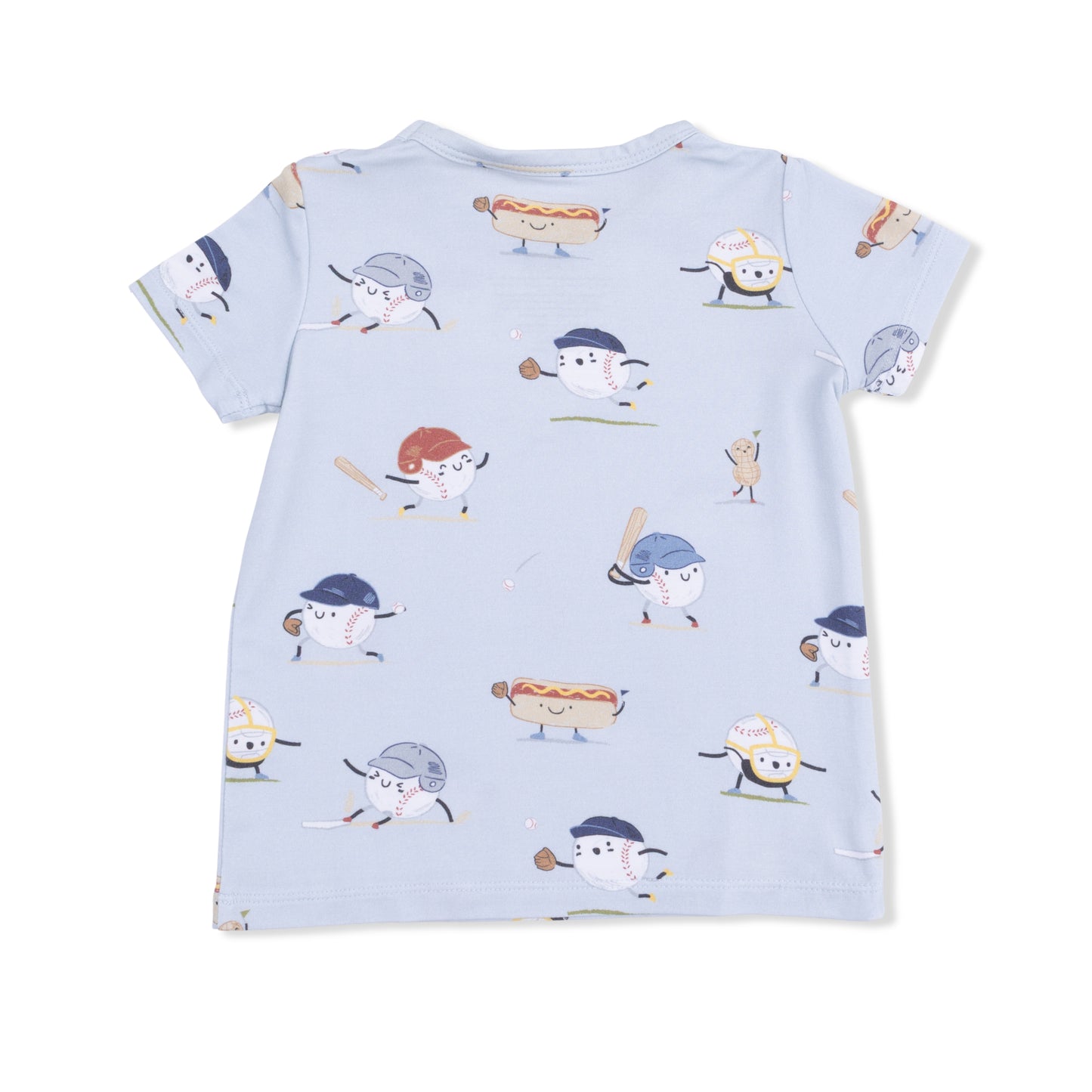 Baseballs Playing Baseball - Crew Neck Tee with Casual Short-Angel Dear