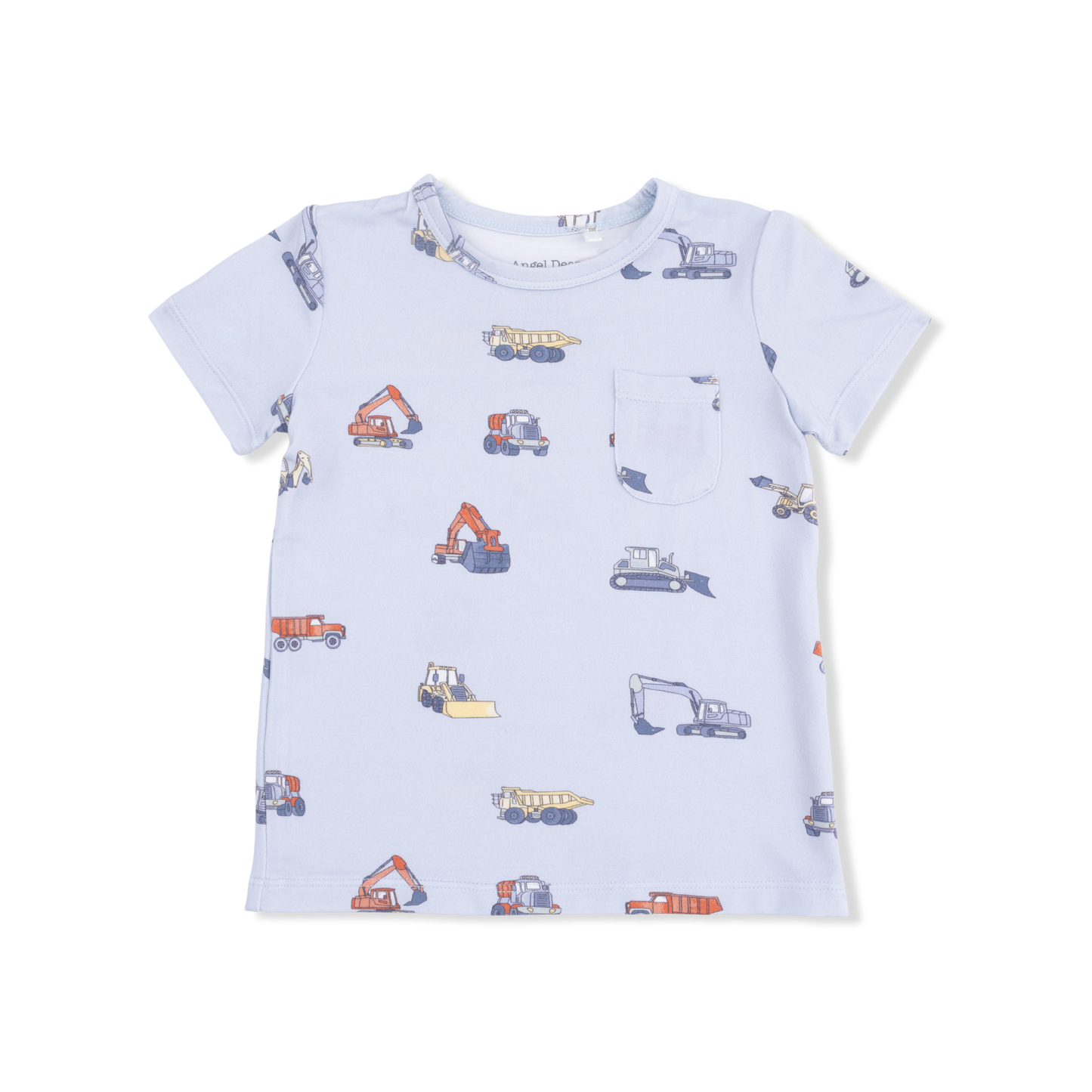 Construction Vehicles - Crew Neck Tee with Casual Short-Angel Dear